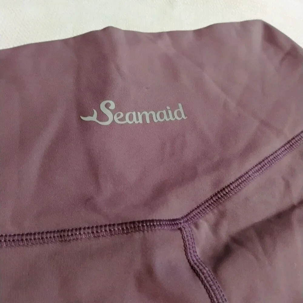 Seamaid Women’s Yoga Bike Shorts Small Purple 4" Inseam High Waist 4 Pockets - Picture 12 of 12